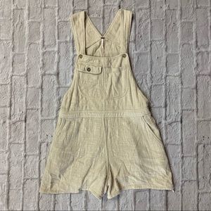 Free People Cream Short Overalls